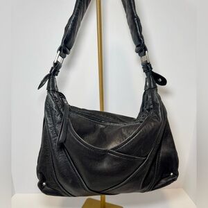 Perlina New York black leather hobo bag